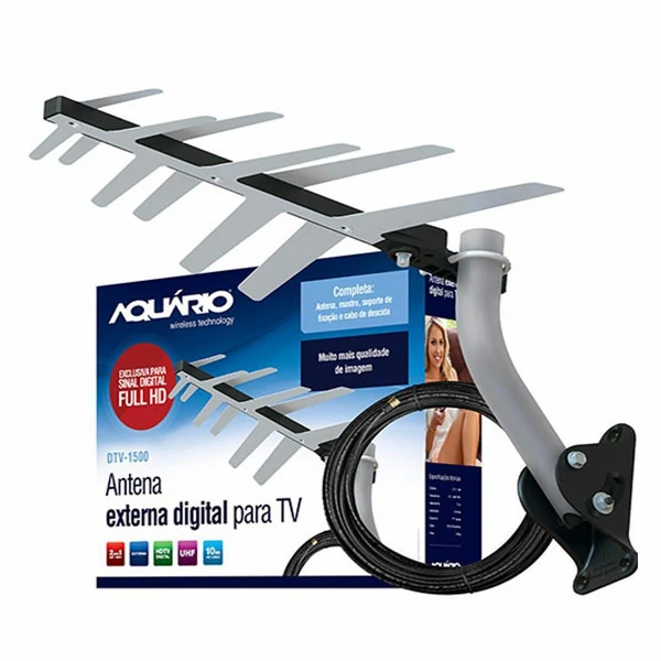 Antena Digital Externa Tv Uhf Hdtv Aquario Dtv-1500 — Itens Diversos | Depósito Roseira