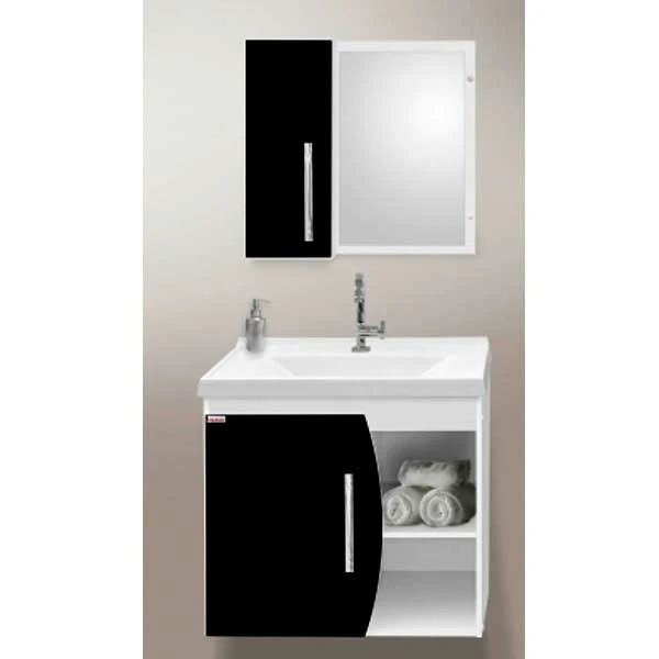 Armario - Conjunto para Banheiro - Acordes Suspenso 60cm - Branco/Preto - Fabribam — Gabinetes e Cubas | Depósito Roseira