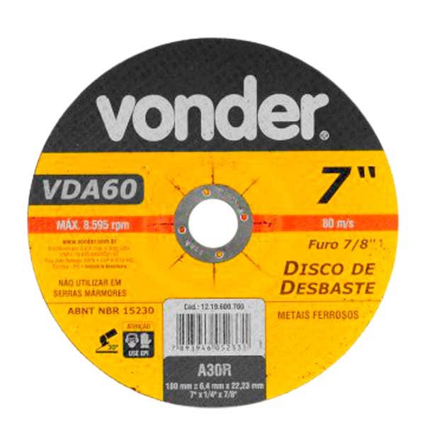 Disco Desbaste 7 Polegadas Vonder — Acessórios Ferramentas | Depósito Roseira
