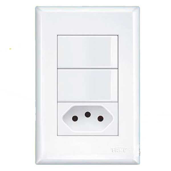 Interruptor Fame 2 teclas Simples +Tomada Padrão 2P+T 20A EV — Uncategorized | Depósito Roseira
