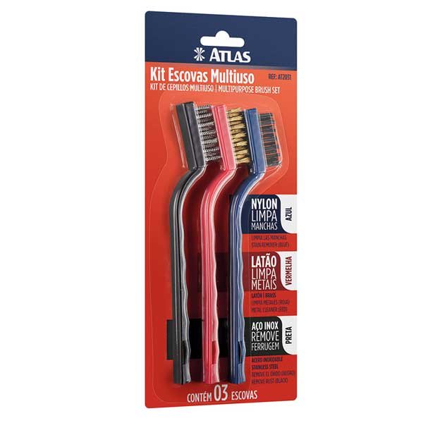 Kit Escovas Multiuso Atlas — Acessorios Limpeza | Depósito Roseira