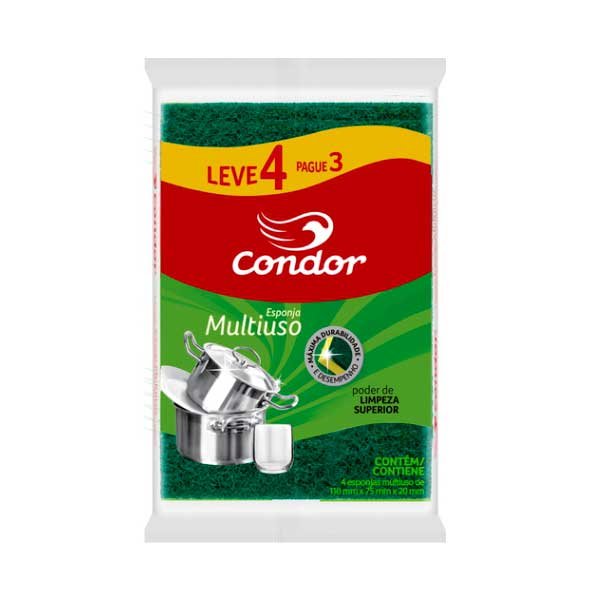 Kit Esponja Multiuso Condor — Acessorios Limpeza | Depósito Roseira