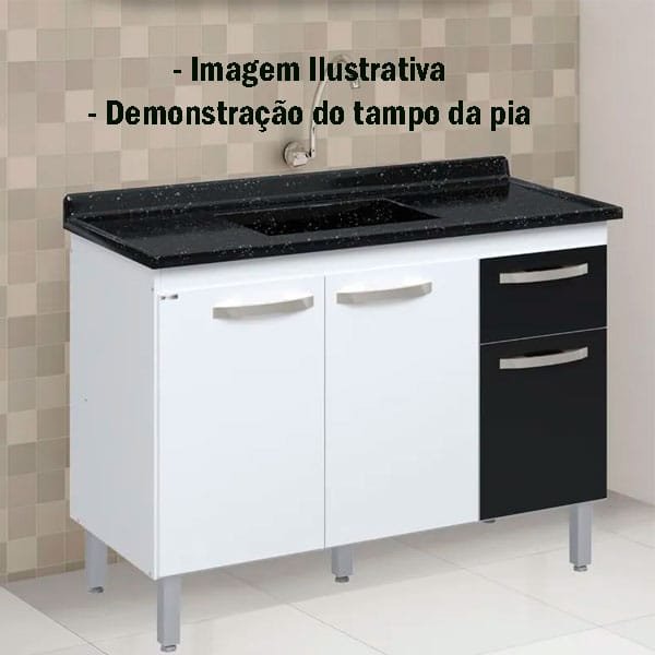 Pia de Cozinha 1,60m Granitada Preta - A.J. Rorato - foto 2