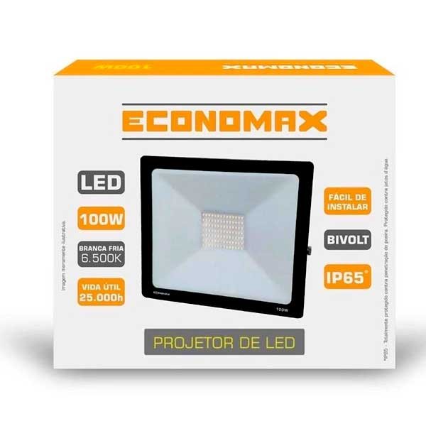 Refletor Led 100w Economax — Lâmpadas e Iluminação | Depósito Roseira