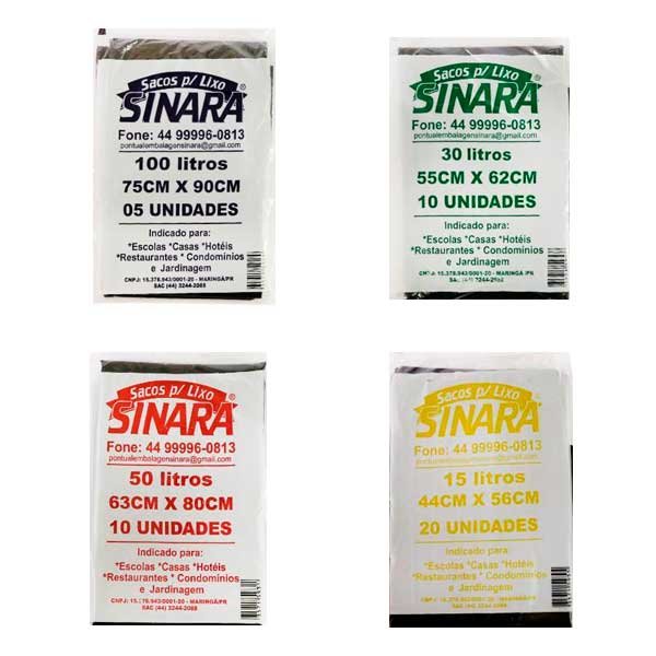 Saco Plástico para Lixo - Sinara — Acessorios Limpeza | Depósito Roseira