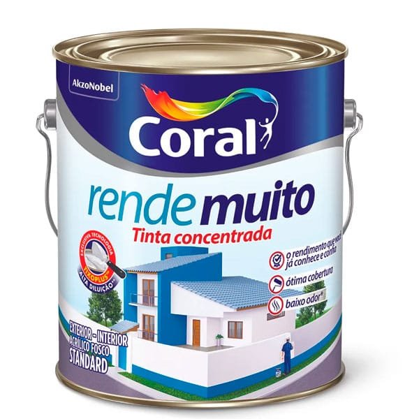 Tinta Coral Acrílica Rende Muito Fosco Branca 3,6L — Tintas | Depósito Roseira