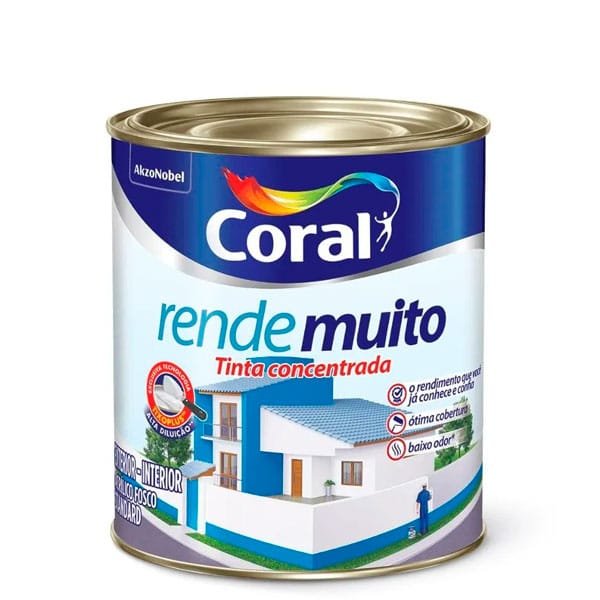 Tinta Coral Acrílica Rende Muito Fosco Branco 900ml — Tintas | Depósito Roseira