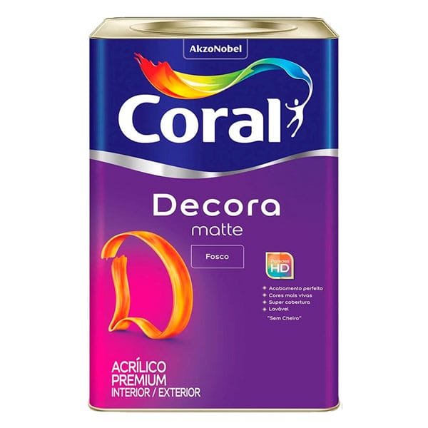 Tinta Coral Acrílico Decora Mate Fosco Branco Neve 18L — Tintas | Depósito Roseira