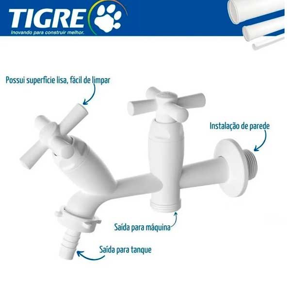 Torneira Tigre Tanque/Máquina Cross BC 1/2 - 3/4" — Metais | Depósito Roseira
